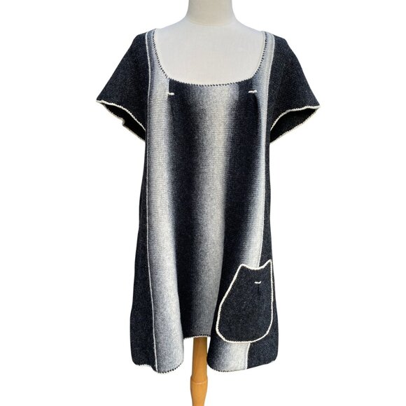 Baltic Inspirations Gradient Knit Tunic Dress Gray Wool Scandi Art Lagenlook-XL - Picture 1 of 14